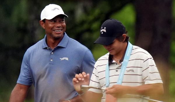 Tiger Woods with son Charlie Woods 